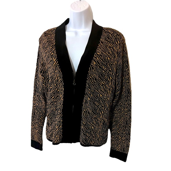 Dane Lewis Long Sleeve Tiger Stripe Print Cardigan - Size Large - Picture 1 of 3